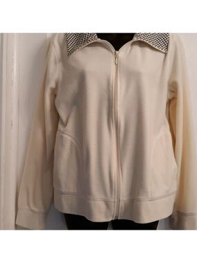 Kim Rogers jacket with black and white collar